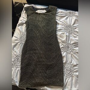 As U Wish Black and Gold Mini Dress